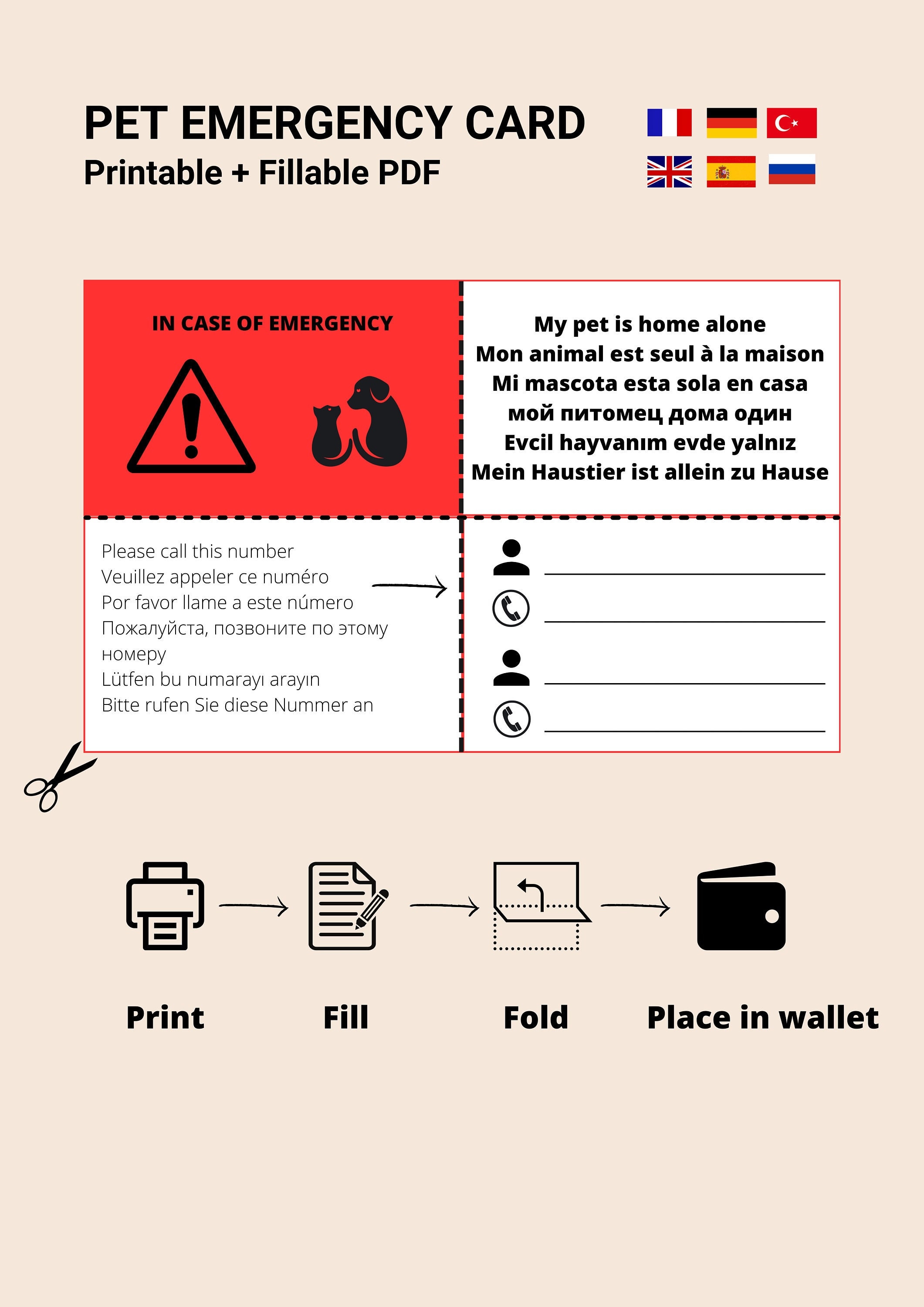 Pet Emergency Information Card - Etsy