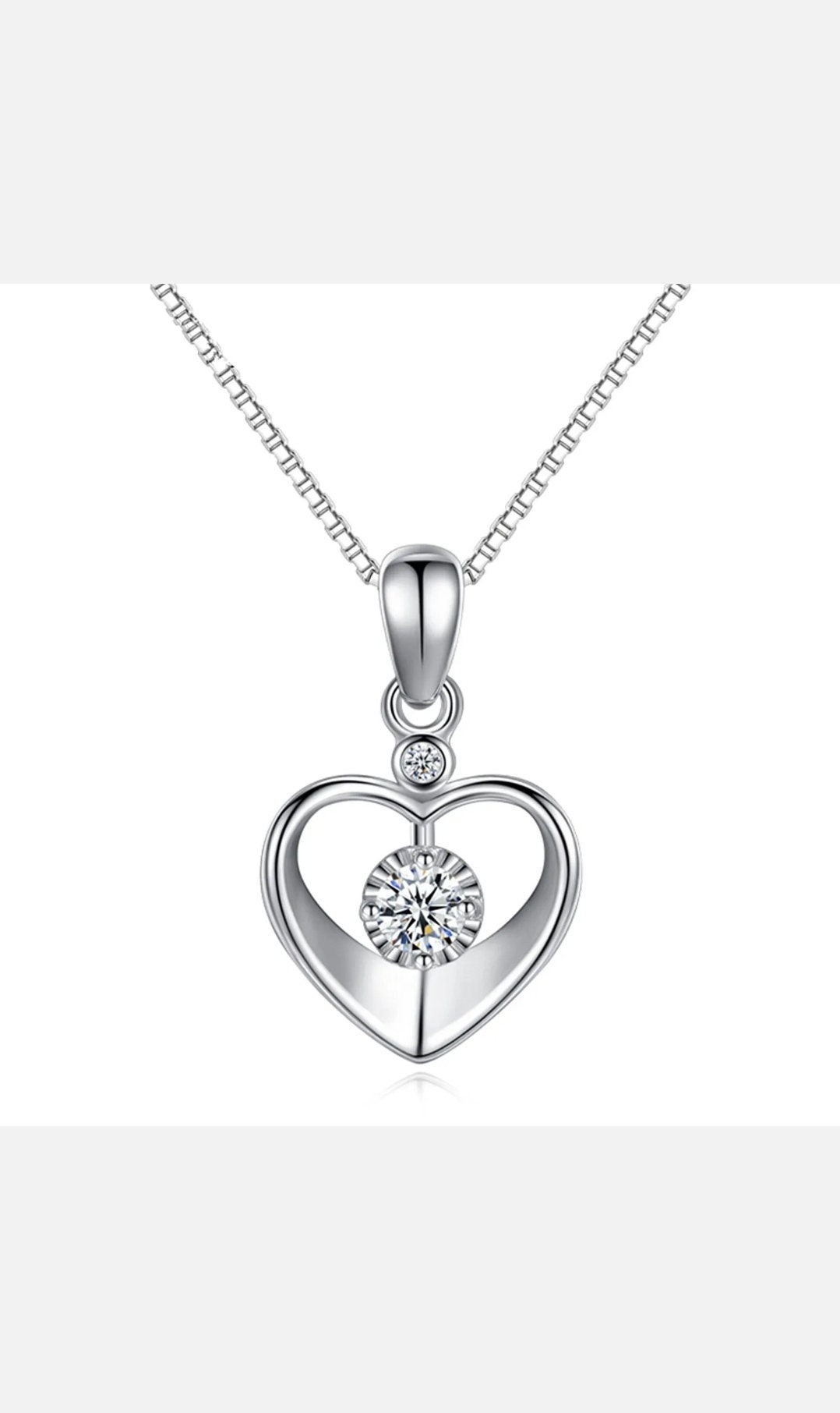 925 Sterling Silver Crystal Love Heart Pendant Necklace Women Etsy UK