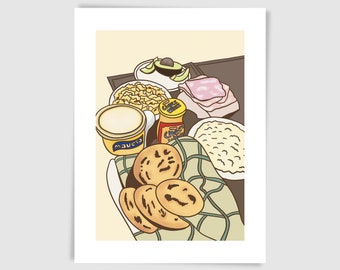 Venezuelan Arepas Art Print | Breakfast Illustration
