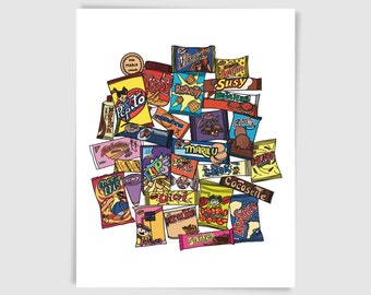 Chucherias Venezolanas | Snacks Illustration | Venezuela Wall Art | Venezuelan Poster | Venezuelan Home Decor