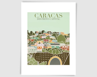 Caracas Venezuela Art Print | Colorful Cityscape Wall Art