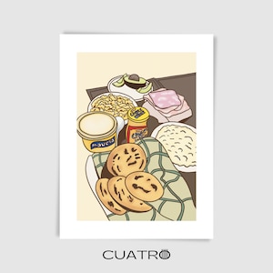 Arepas Illustration | Venezuelan Breakfast Art Print | Original Venezuelan Wall Art
