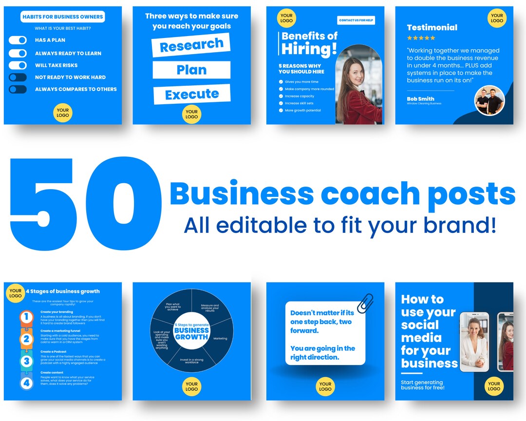 50 Business Coach Canva Templates | Coaching Templates | Custom Social ...