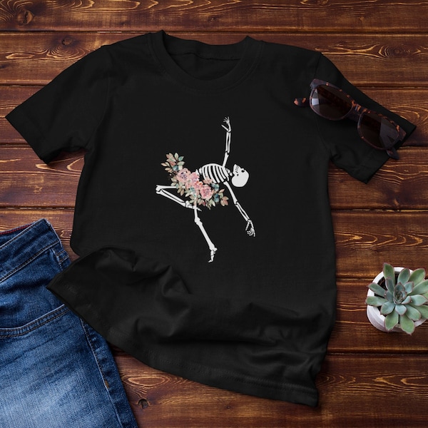 Skeleton T-Shirt Ballet Dance T Shirt, Floral Skeleton Shirt  Ballerina T-Shirt, Dancer Gift Dance Mom Gift Ballerina Gift Ballet Dancer Tee