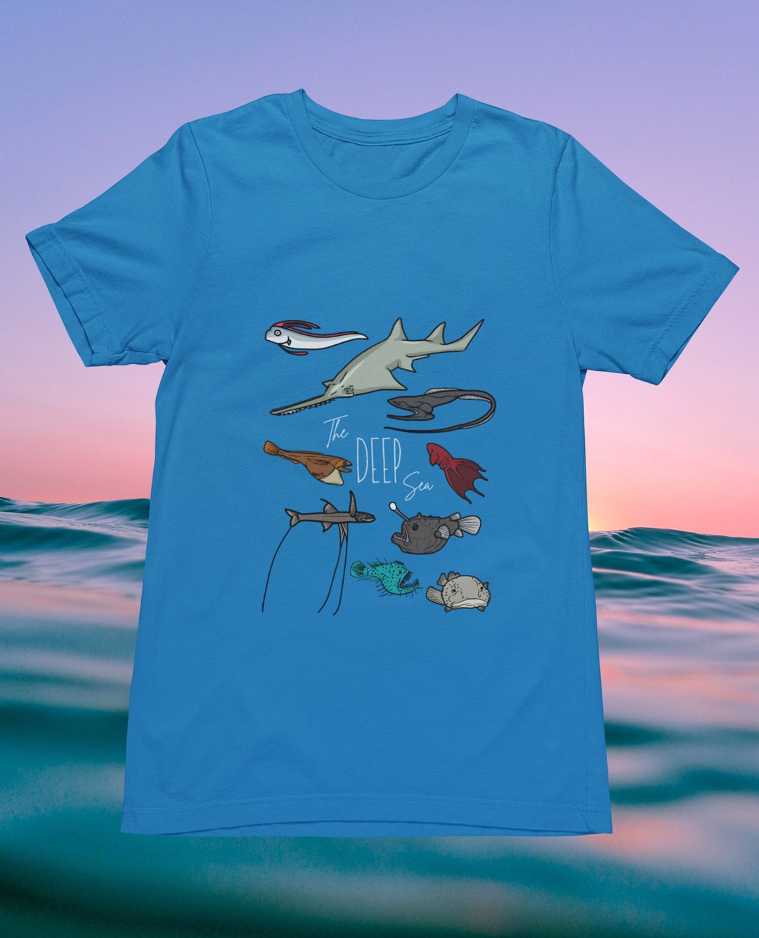 Fish Tshirt, Deep Sea Tshirt, Deep Sea Fish Shirt, Deep Ocean Tee, Birthday Gift, Ocean Lover