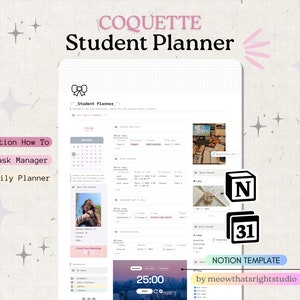 Student Planner Notion Template, Academic Planner, Notion University Planner, Assignment Tracker, Student life organizer, Study planner