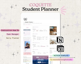 Modèle notion d'agenda étudiant, Agenda académique, Agenda universitaire Notion, Suivi des devoirs, Agenda vie étudiante, Agenda d'études