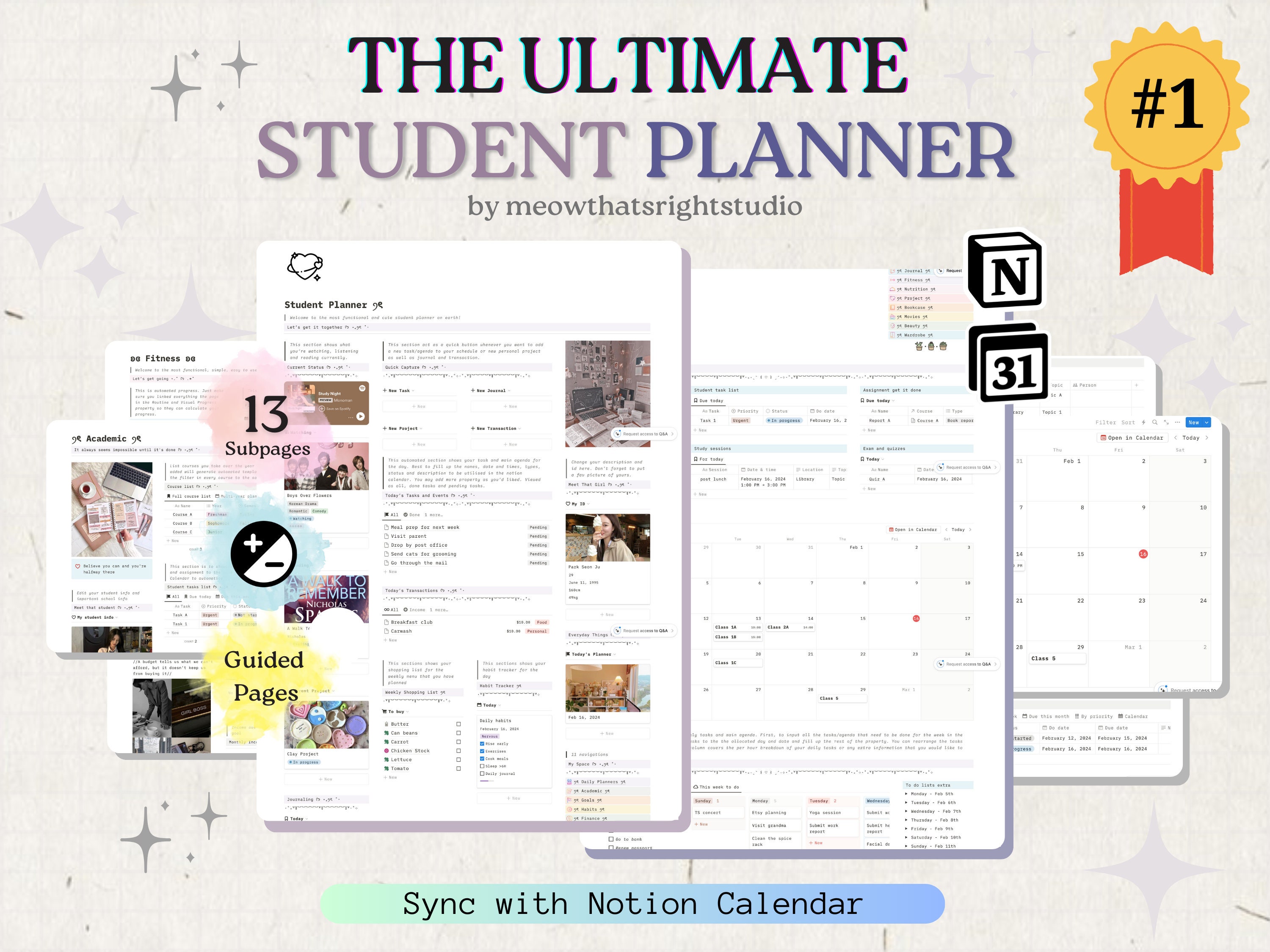 Notion Academic Planner Ultimate Student Planner Notion Template College Planner Notion University Planner Minimal Aesthetic Study Planner