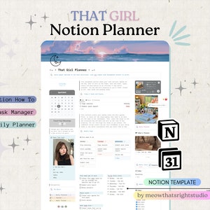 ästhetik, dass Mädchen-Leben Planer Notion Vorlage, ultimative Notion Planner dass Mädchen Notion Dashboard, persönlicher Planer, Leben Digitaler Planer