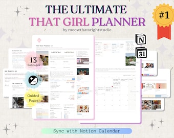 The Ultimate It Girl Notion Planner, Notion Template, ADHD Notion Life Planner, Notion Planner, Aesthetic Notion Templates, Light Dark Theme