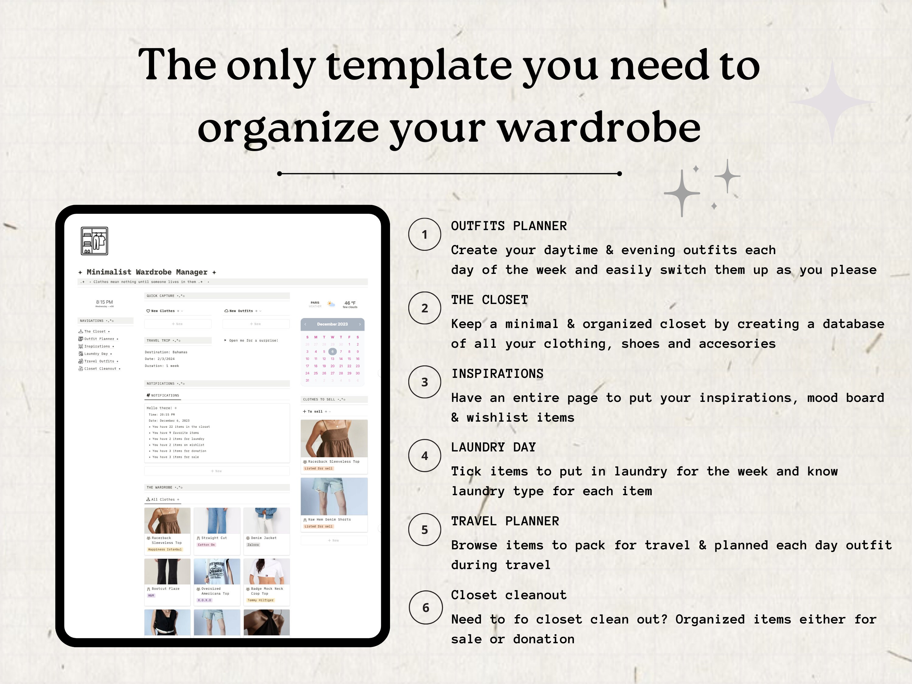 Wardrobe Manager Notion Template, Notion Outfit Planner Template ...