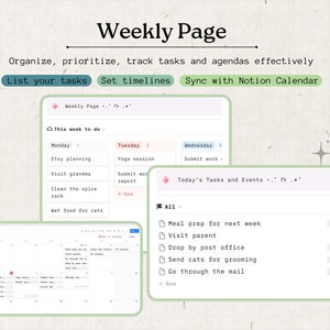 Task For Next Week Student Planner Notion Template: All-in-one Organizer for Agenda ...