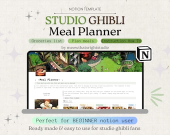 Meal Planner, Notion Template, Digital Meal Planner, Grocery List, Weekly Meal Planner , Meal Plan , Recipe Book , Notion Planner