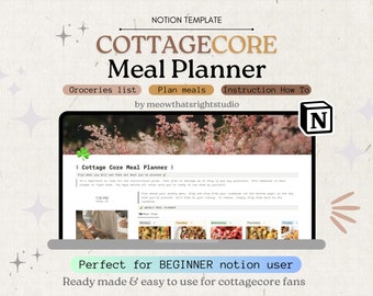 Plantilla de Notion para planificar comidas, menús semanales y lista de la compra (descarga digital)
