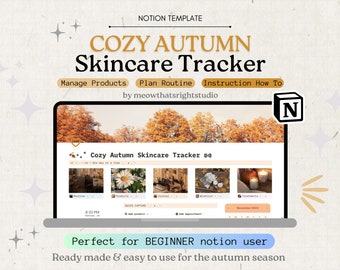 Skincare Tracker Notion Template, Notion Skincare Planner, Skincare Routine Planner, Self Care Planner, Notion Planner Beauty Tracker