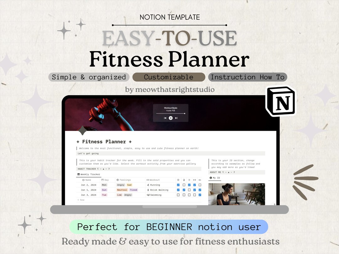 Fitness Planner Notion, Fitness Notion Template for Workout Tracker ...