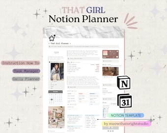 Neues All in One Notion Template Dashboard, Notion Ultimativer Lebensplaner, Notion That Girl Planer, Persönliche Digitale Planer Ästhetik