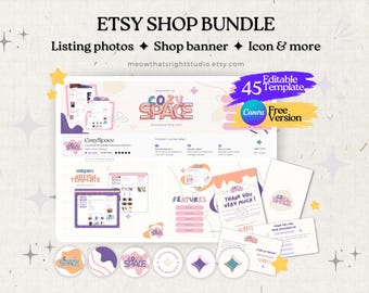 Etsy Shop Kit Etsy Shop Bundle Kit Template Aesthetic Etsy Shop kit Logo Templates Etsy listing mockup photo videos banners Branding Kit