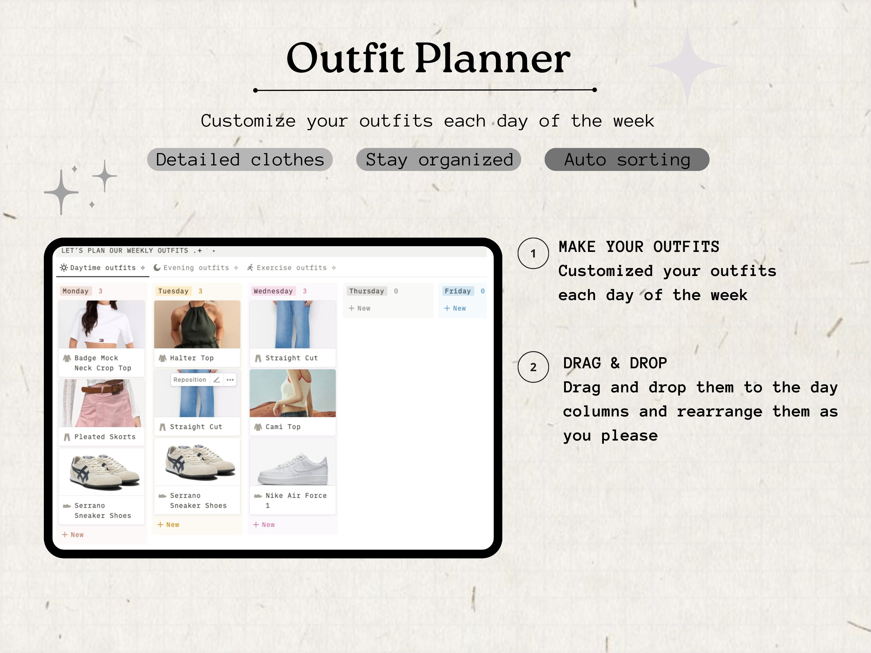 Wardrobe Manager Notion Template, Notion Outfit Planner Template ...