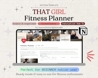 That Girl Fitness Planner Notion Template | Workout & Habit Tracker (Digital Download)