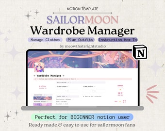 Wardrobe Manager Notion Template | Virtual Closet, Define Style, Plan Outfits, Packing Lists, Handbags, Laundry Chores, Build Wishlists