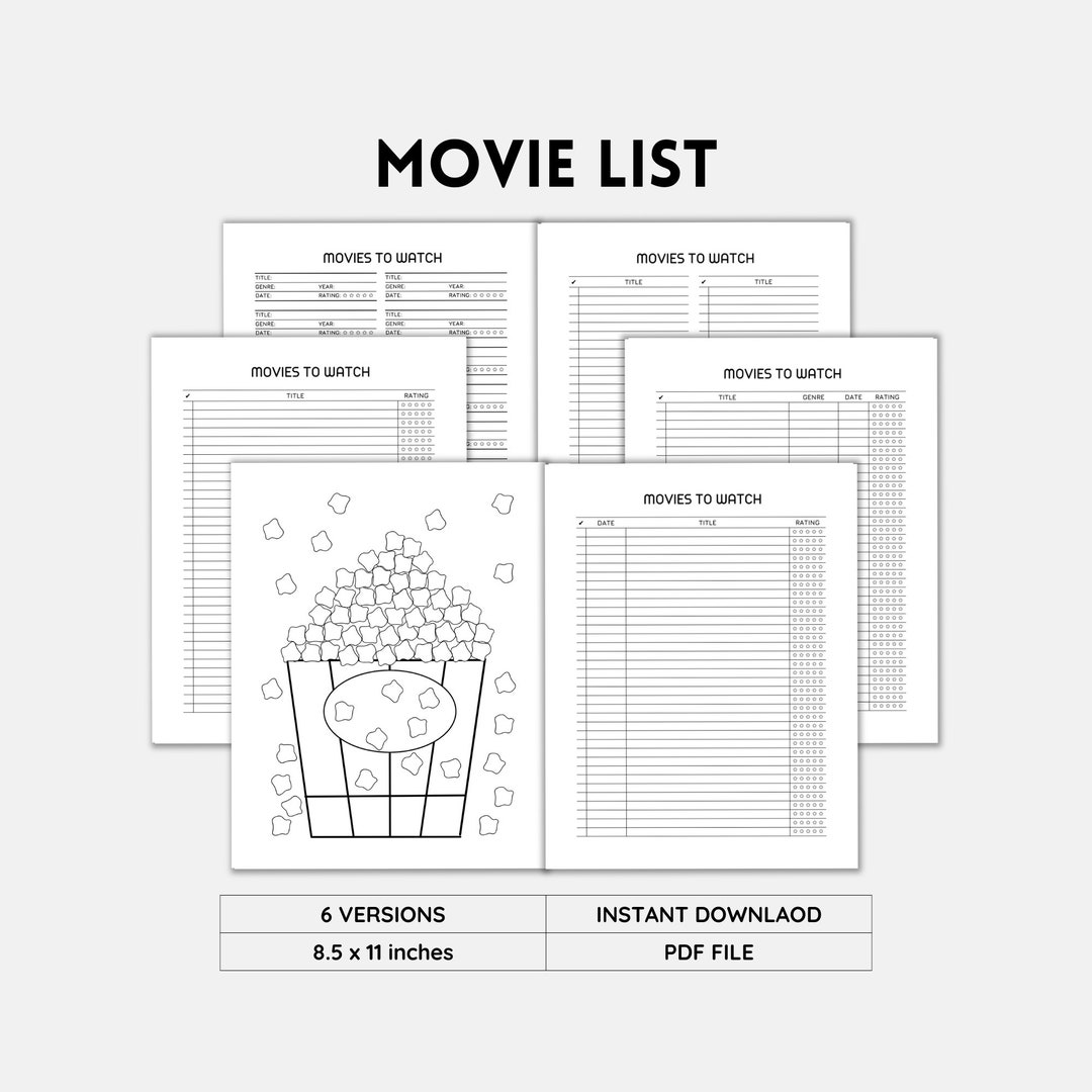Movie List Printable Movie List Best Movies I've - Etsy
