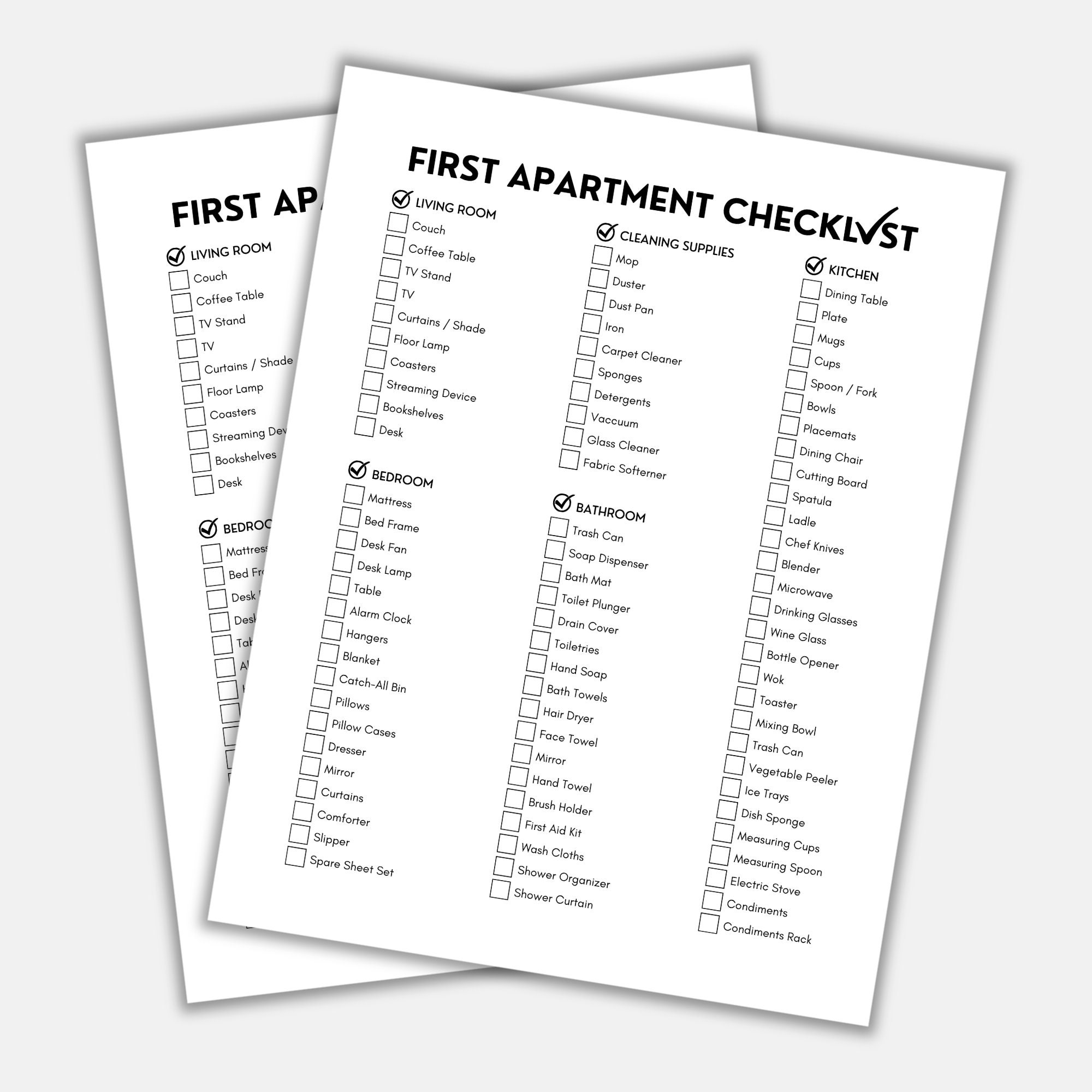 First Apartment Checklist New Home Checklist Moving Etsy