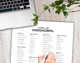 endomorph food list, mesomorph food list, body type chart, body shape chart, body type food chart, body type foods, body type food list, PDF