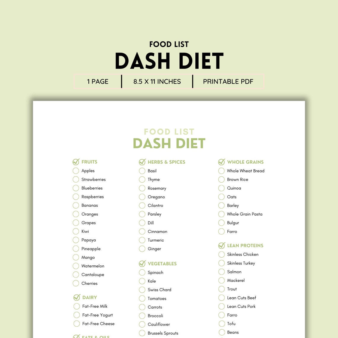 Dash Diet, Food List, Dash Planner, Diet Planner, Grocery List, Food ...