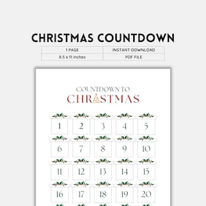 Days Till Christmas, Christmas Countdown, Christmas Printable, Christmas Calendar, Merry Christmas, Days until Christmas, Countdown Calendar