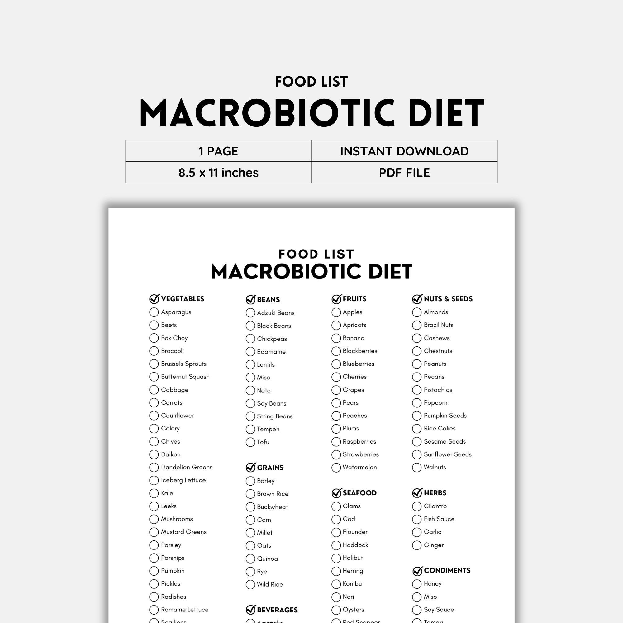 Macrobiotic Diet, Food List, Grocery List, Shopping List, Macrobiotic ...