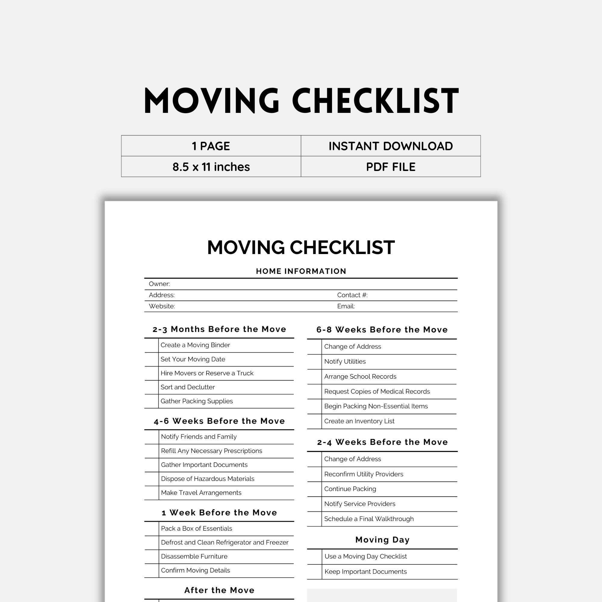 Moving Checklist, Moving Planner, Moving Printable, Moving List, Realtor Moving Guide, Moving Day, Moving to Do List, to Do Template, PDF - Etsy moving-checklist-moving-planner-moving-printable-moving-list-realtor-moving-guide-moving-day-moving-to-do-list-to-do-template-pdf-etsy