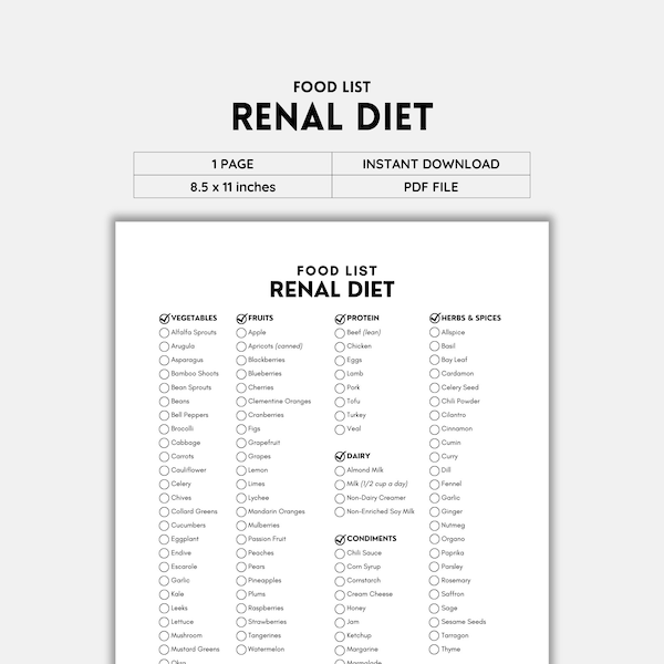 Renal Diet, Food List, Kidney Disease, Low Potassium Groceries, Renal Diet Meal Planning, Renal Diet Essentials, Kidney Disease Nutrition