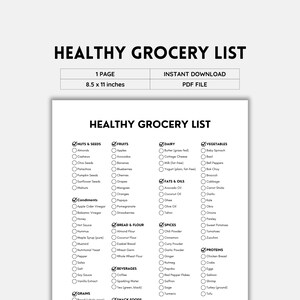 Healthy Grocery List, Food List, Shopping List, Grocery Planner ...