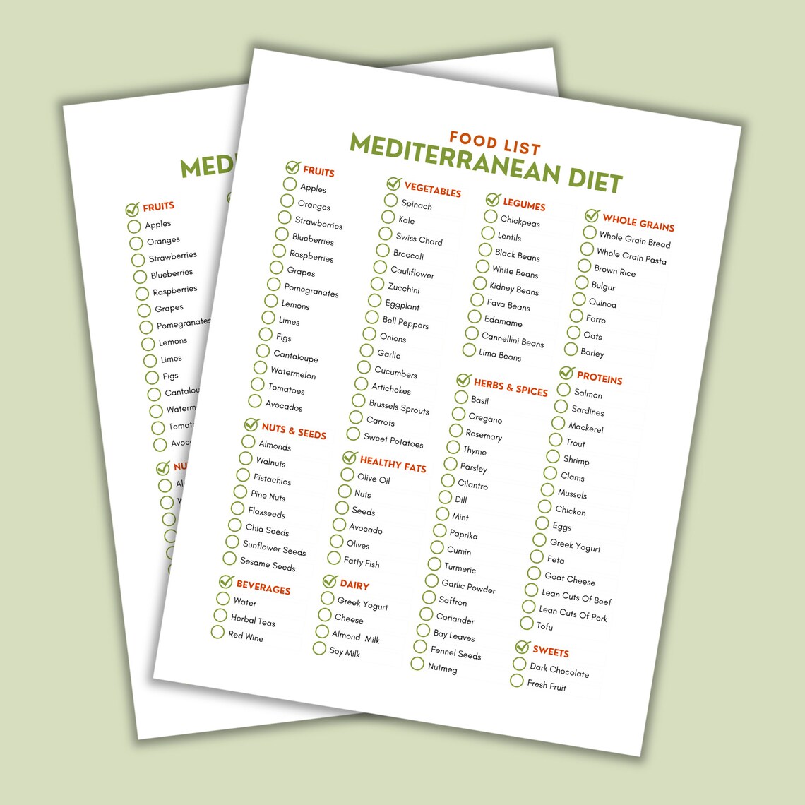 Mediterranean Diet Grocery Lists Food Lists Shopping List Food 
