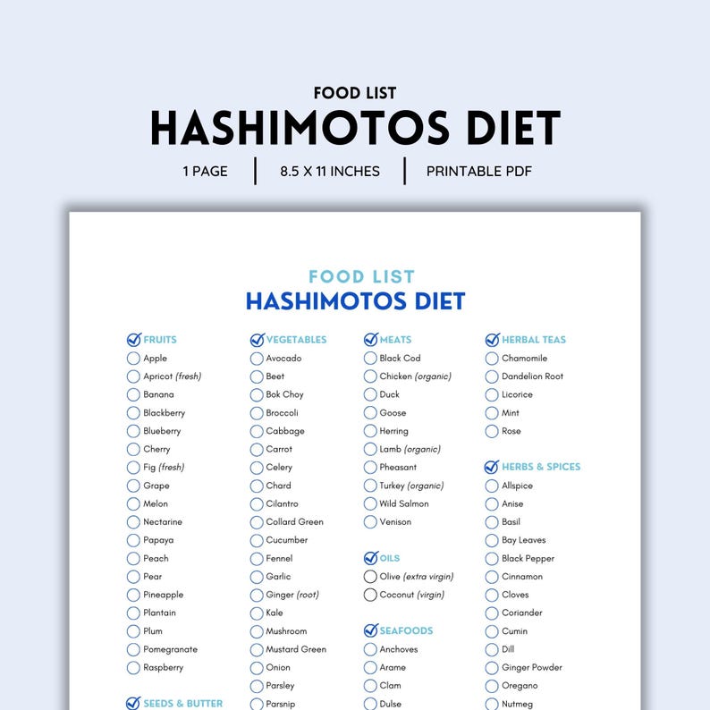 Hashimotos Diet, Food Chart, Food List, Thyroid Health, Foods to Eat ...