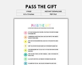 Pass The Gift Game, Pass The Prize Game, Left Right Game, Pass The Parcel, Pass The Present, Holiday Party Game, Ice Breaker Games, PDF File