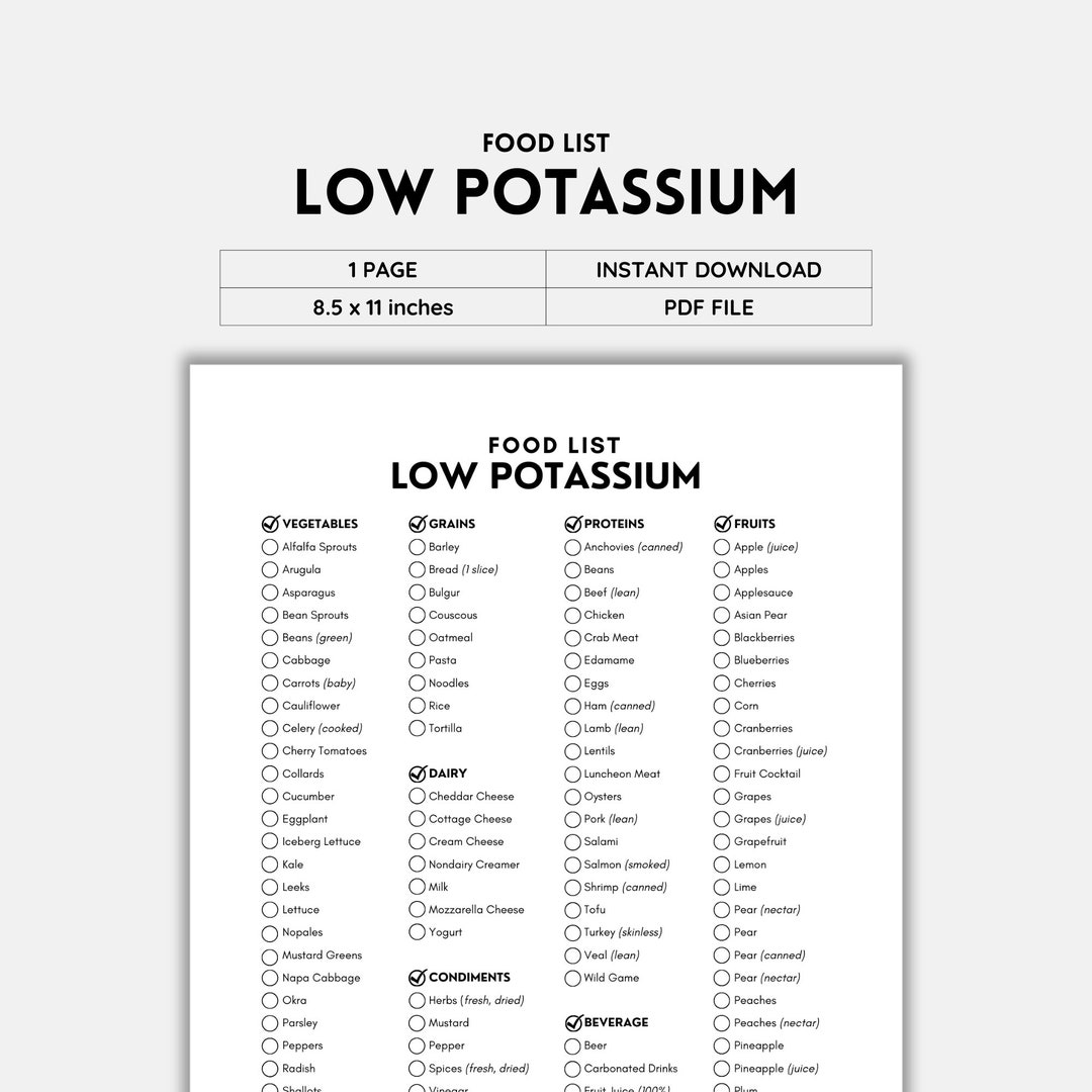 Low Potassium, Food List, Kidney Disease, Renal Diet, Chronic Illness ...