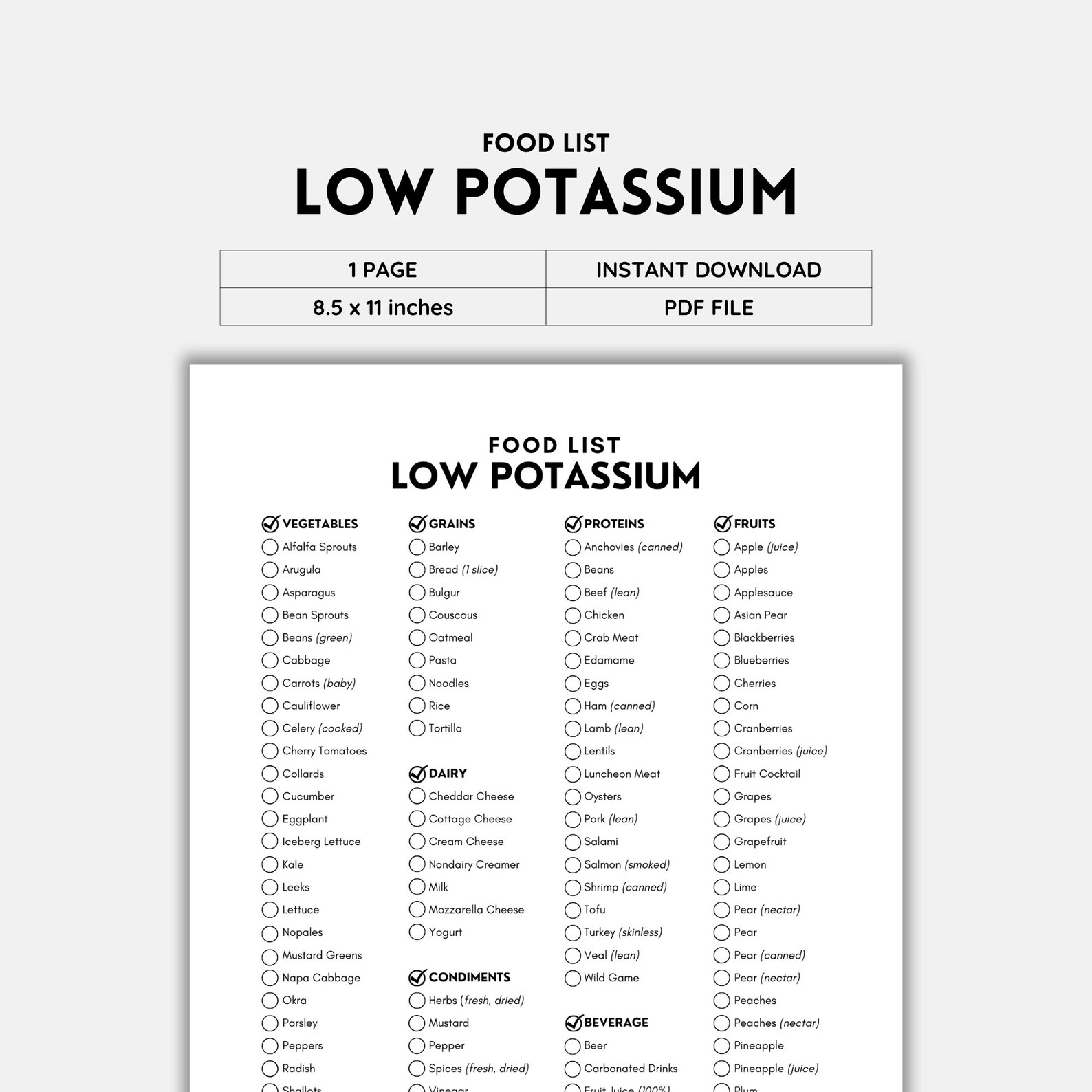 Low Potassium, Food List, Kidney Disease, Renal Diet, Chronic Illness ...