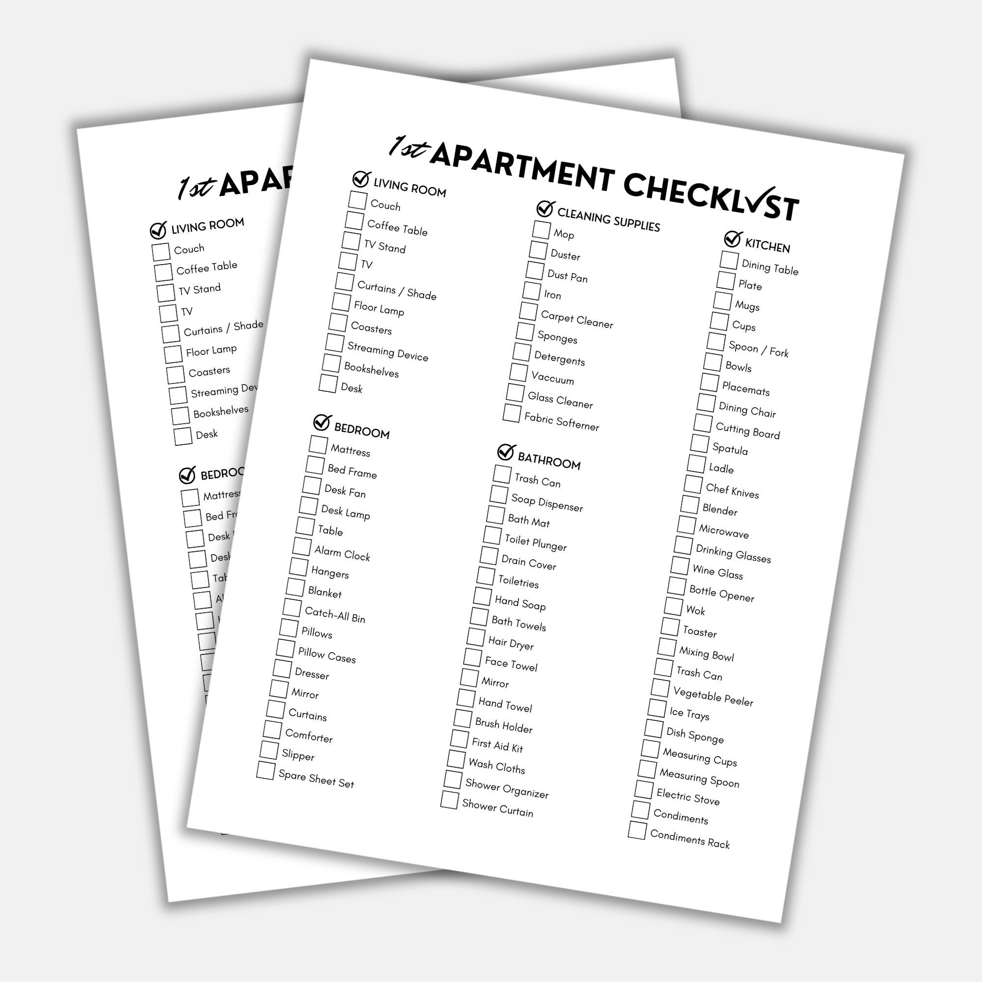 First Apartment Checklist, New Home Checklist, Moving Checklist