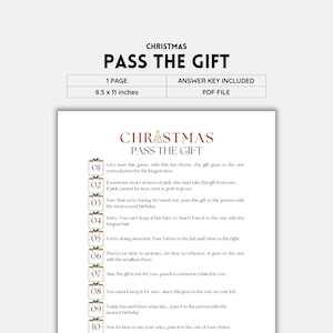 Pass Das Geschenk Spiel, Weihnachtspartyspiel, Pass Das Preisspiel, Links Rechts Spiel, Pass Das Paket, Pass Die Gegenwart, Feiertagspartyspiel, PDF