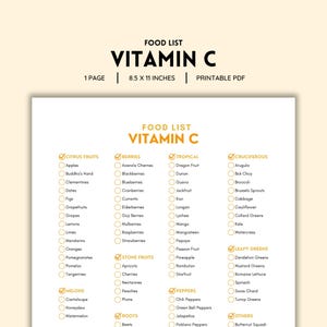 Vitamin C, Vitamin C Foods, Ascorbic Acid, Food List, Grocery List, Food Guide, Shopping List, Food Journal, Vitamin C Source, Citrus Fruits