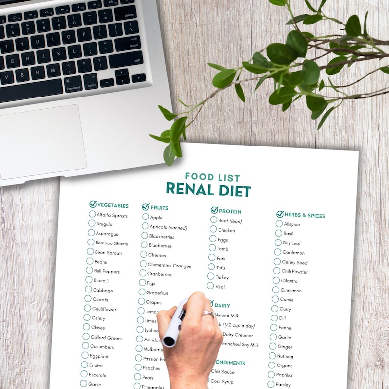 Renal Diet Food List Colored | Kidney Friendly Foods Chart | Printable ...