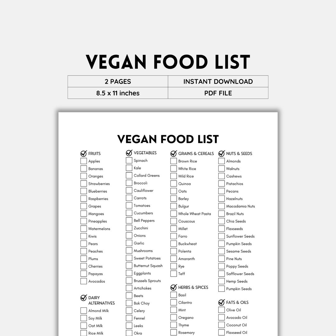 Vegan Food List Grocery List Plant Based Vegan Diet Etsy Australia Vegan Food List Grocery List Plant Based Vegan Diet Etsy Australia