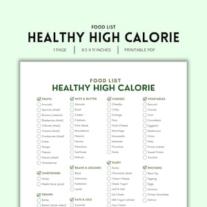 Healthy High Calorie, High Calorie Diet, High Calorie, Food List, Grocery List, Shopping List, Food Guide, Weight Gain Foods, Calorie Rich