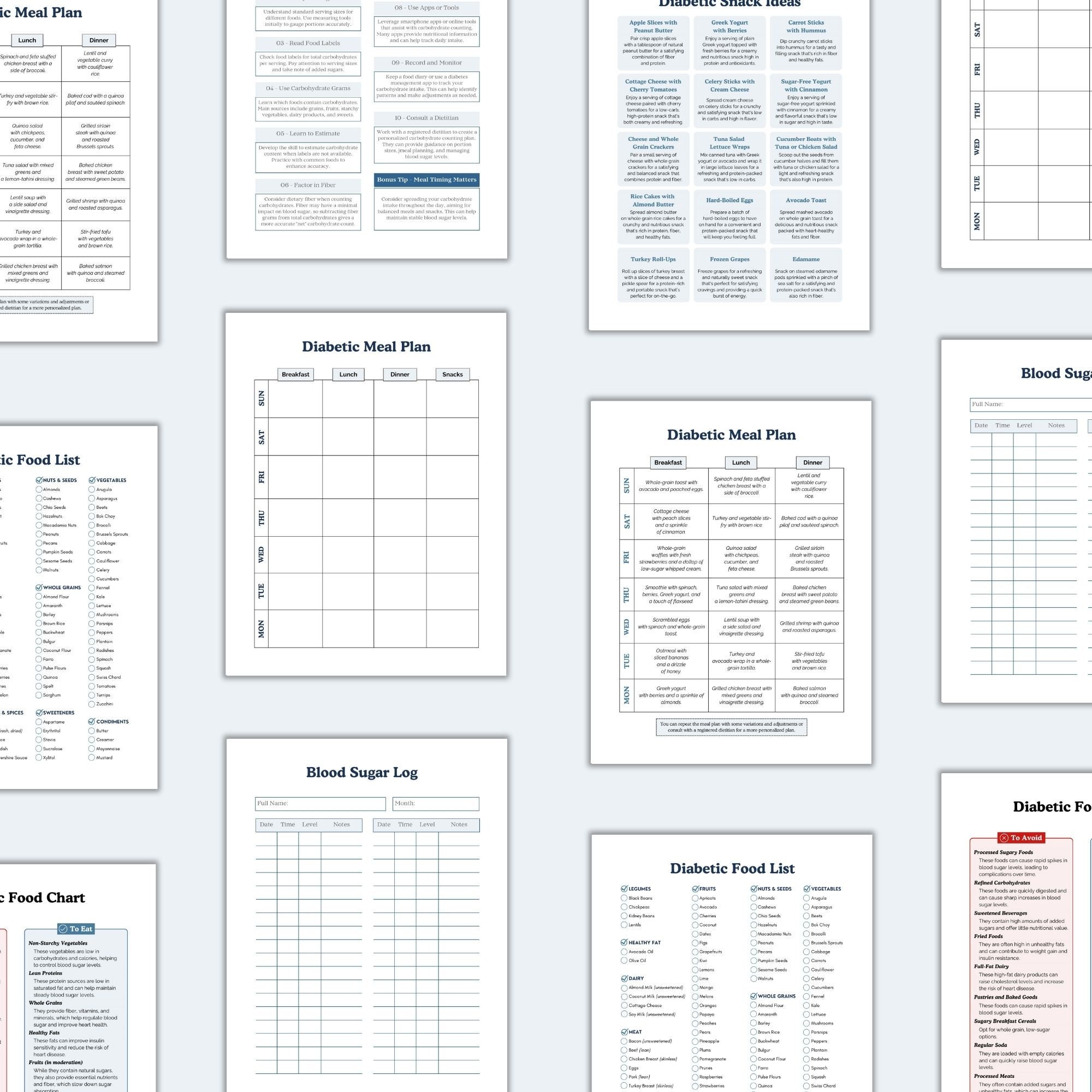 Diabetic Diet, Diabetic Bundle, Food List, Food Chart, Meal Plan, Snack ...