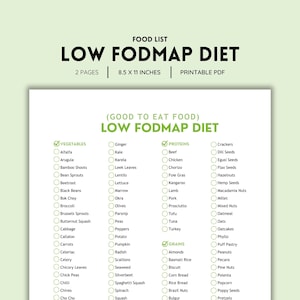 Low Fodmap, IBS, Fodmap Diet, Fodmap List, Food List, Shopping List, Grocery List, Gut Health, IBS Relief, Food Guide, List Printable, PDF