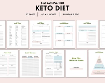 Keto Diet, Keto Planner, Ketogenic Diet Planner, Diet Tracker, Diet Journal, Keto Weight Loss, Weight Loss Planner, Fillable PDF File