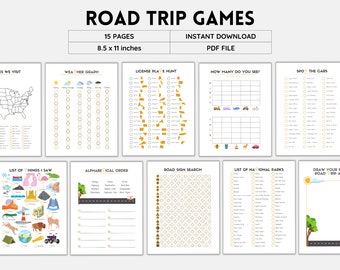 Road Trip Games, Travel Games, Car Games, Road Trip, Family Road Trip, Printable Games. Kids Road Trip, Road Trip Printables, Printable PDF