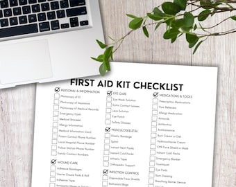 First Aid Kit, First Aid Checklist, Checklist Printable, Survival Kit, First Aid Supply List, DIY Kit, Emergency Kit, First Aid Home, PDF